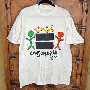 True 80s Vintage White Cotton T-Shirt Bold Color Graphics XL Oversized new